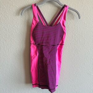 lululemon pink and maroon energy tank crossback size 4